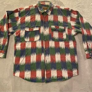 Ranch Deluxe Men’s Med Aztec Navajo Long Sleeve Button Up Cotton Vintage